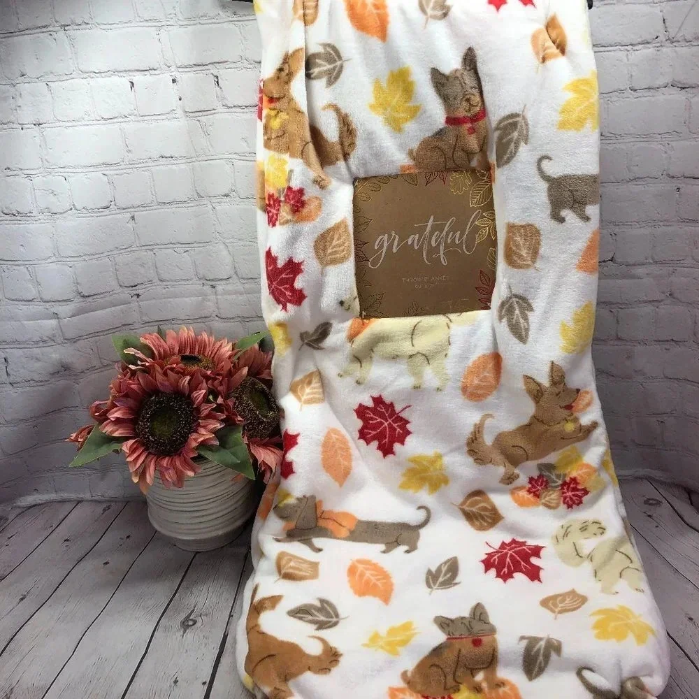 NWT Grateful fall throw with dachshund